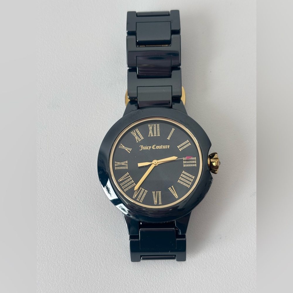 Juicy Couture Quartz Movement Midnight Blue Ceramic over Metal Timepiece